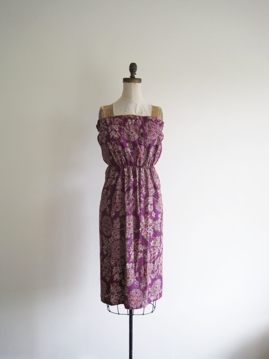 vintage 1970s dress strapless ( PURPLE MANDALA )