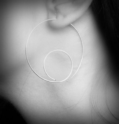 Snail Open Hoop Earrings - sterling silver looping open hoop earrings