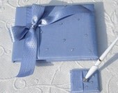ELEGANT Wedding  Guest Book Pen Set Cornflower Blue Lavender SWAROVSKI Crystals