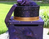 The QUEENS BOX  Royal Purple and Gold  Rhinestones ROYAL Purple Peacocks
