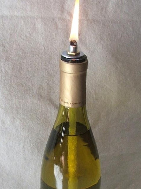 Set of 12 Wine bottle oil lamp kit, Torch light