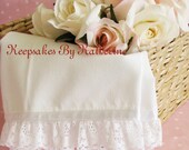 Two Handmade Lace Trim Napkins, Cottage Style Home Decor