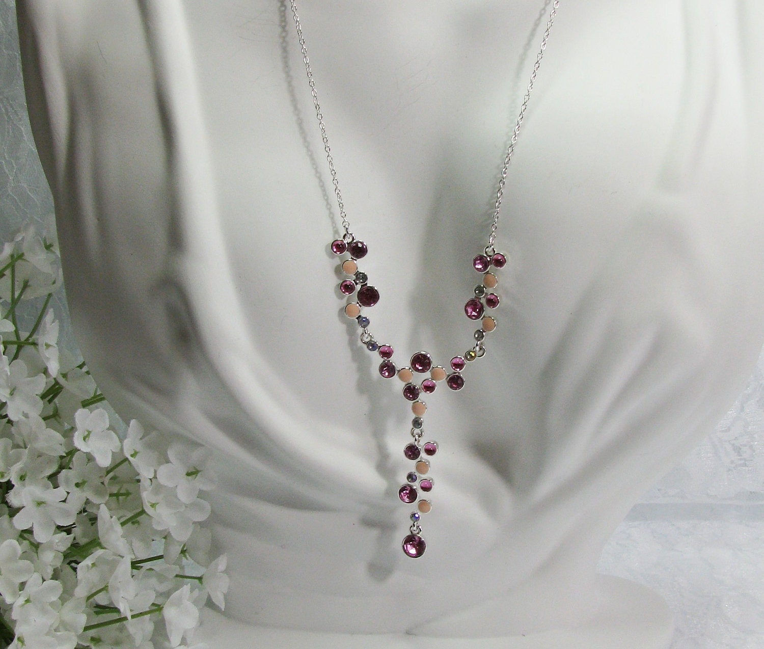 Vintage Pink Rhinestone Necklace