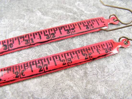 Red Ruler Yardstick Earrings - great gift for teacher