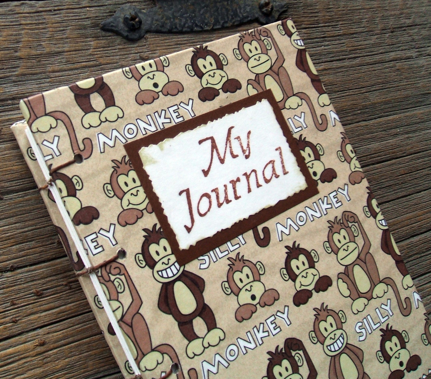 Blank Handmade Tan Journal Coptic Stitch Silly Monkey Sketchbook