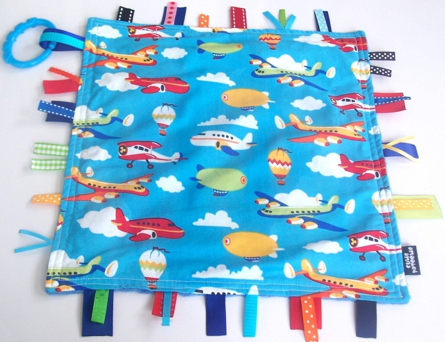 Ribby Learning Lovey - Fly by Day - with Blue Minky Dot - only a few left - this fabric is oop