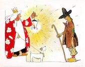 Fairytales of Hans Christian Andersen postcard, Russian vintage post card no. 18, royalty with cute dog