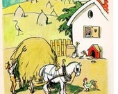 Horse and Cart, Cottage, Fairytales of Hans Christian Andersen postcard, Russian vintage post card no. 8