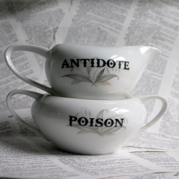 Poison Antidote altered vintage Sugar dish