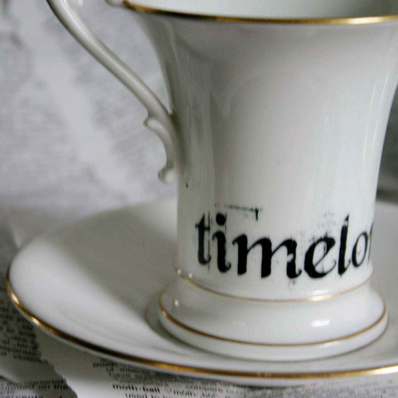 Limoges Doctor Who Themed Timelord and Companion altered vintage Teacup Set