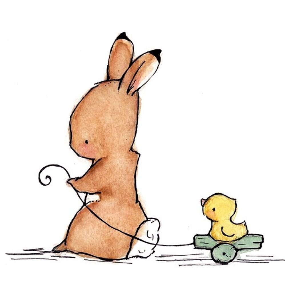 BUNNY AND DUCK    Archival Print  5x7