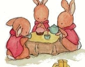 Baby Art -- Three for Tea 8x10 -- Art Print