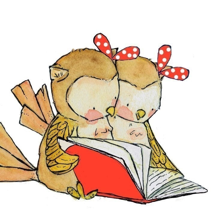 Nursery Art Print for Baby and Children Book Buddies polka dot red  5x7