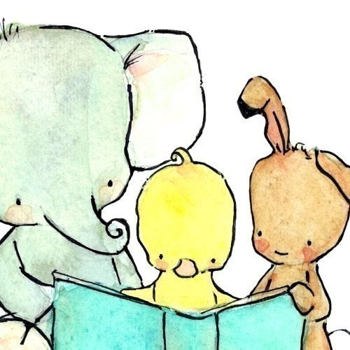 Nursery Art Print ---A Jolly Read-- 5x7 Art Print