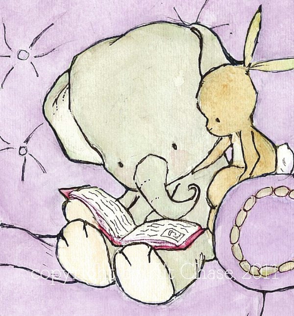 Children's Art  --- It All Begins With Once Upon A Time lavender 8x10 -- Art Print