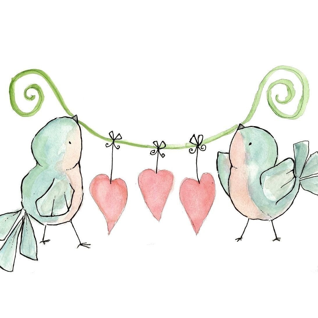Nursery Art Print for Children and Baby Tweethearts  5X7