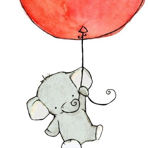 Children's Art -- Flying High Cherry Red 13X19 -- Art Print