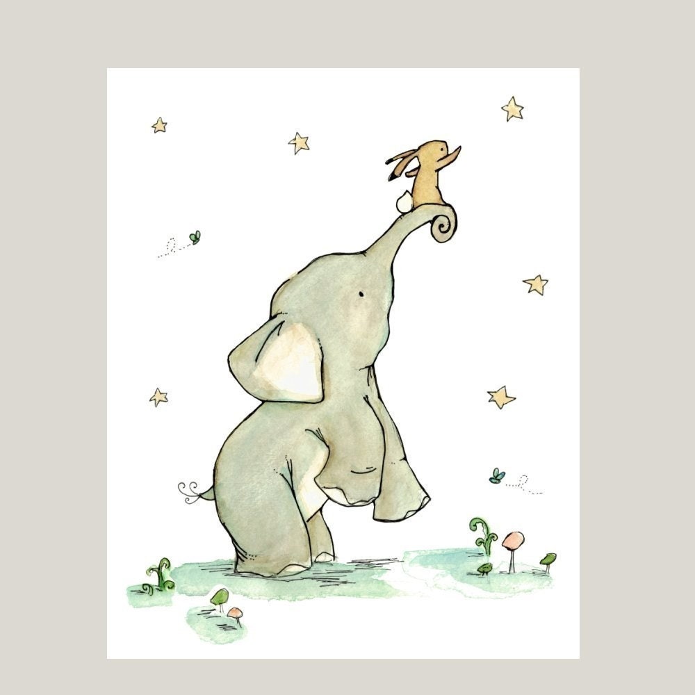 nursery art wall decor---Reach For The Stars-- 5X7 original art print by trafalgarssquare
