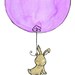 Bunny Balloon lavender 8x10 Nursery Art Print for Baby and Children