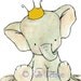 Nursery Art -- Royal Elephant with a mustard crown 8x10 -- Art Print