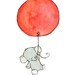 Children's Art -- Flying High Cherry Red 13X19 -- Art Print