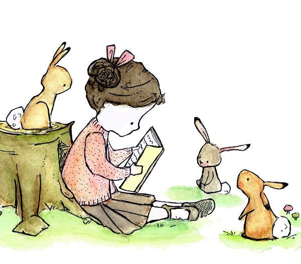 Nursery Art -- Story Girl (B) 8x10 -- Art Print