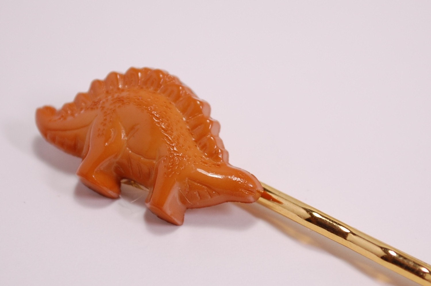Hair Bobby Pin, Dinosaur - Stegosaurus, Brown
