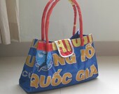 Recycled vinyl billboard - Shoulder tote / Diaper Bag / Retro doctors bag
