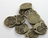 14pcs Antique Brass Tone Base Metal Charms-Flower 18mm (13958Z-H-118B)