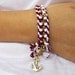 Nautical bracelet, white, red and gold chain, and an anchor charm - Made to order