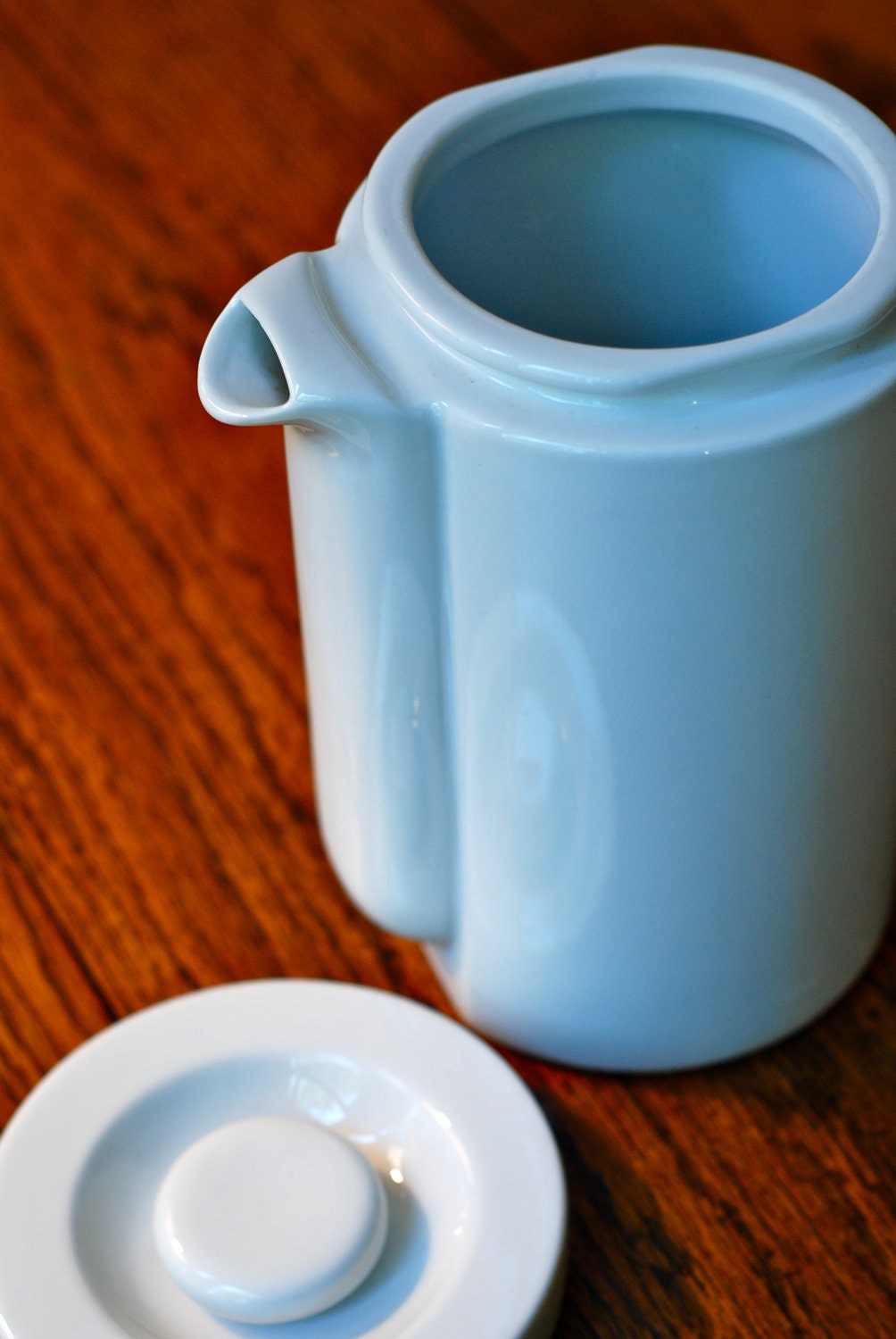 Vintage White Ceramic Covered Coffee Tea Pot