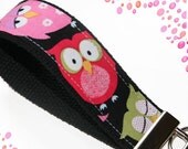 Wrist Key Chain - Key Fob Wristlet Keychain - Hoot Hoot Owls