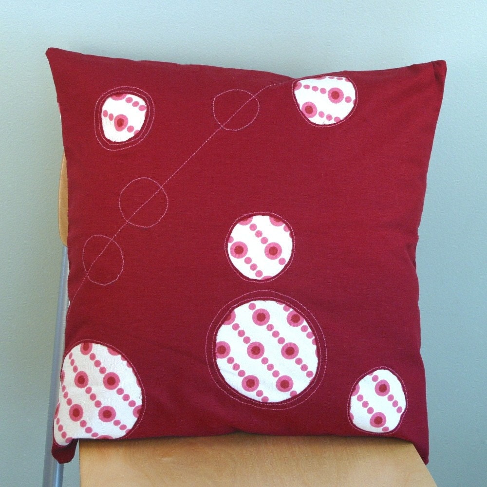 Cranberry Pink Circle Reverse Applique 18 inch Pillow Cover