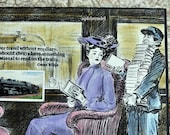 ARTWORK. I never travel without my diary. One should always have something sensational to read on the train. Wooden Block Art.