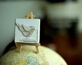 ARTWORK. The Bird from Buffalo. Wooden Block MapArt Made Using a Map of Buffalo from 1935