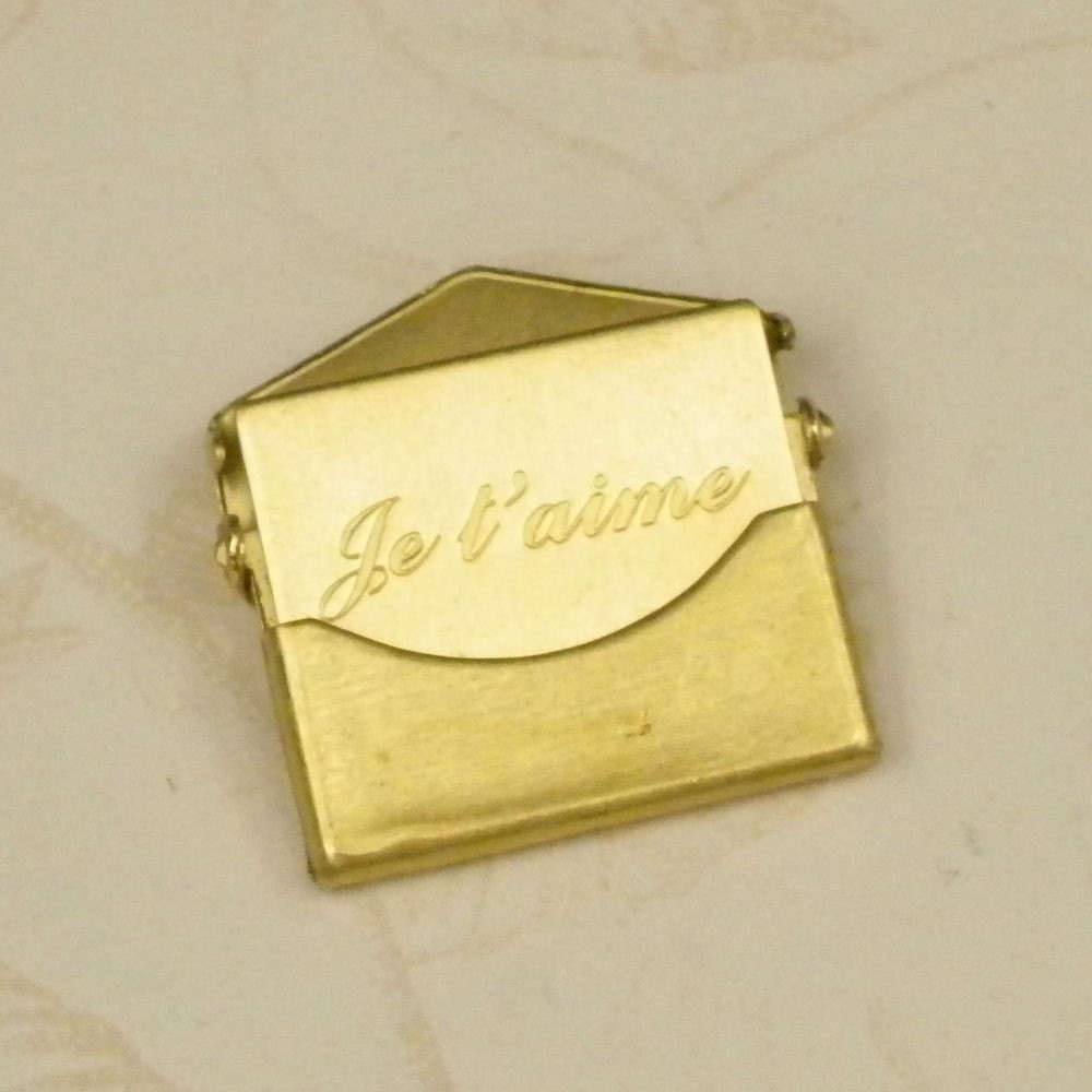 3 Sets Small Raw Brass JE T'AIME insert Letter Envelope Finding 746J