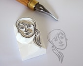 Custom / portrait / handcarved rubber stamp