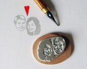 Custom / couple portrait / handcarved rubber stamp