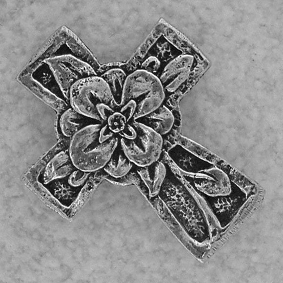 Green Girl Studios Pewter Floral Cross Pendant