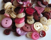 100 True Love Small to Medium sized Button Mix Buttons Pink Burgandy Brown Cream Mauve Valentines