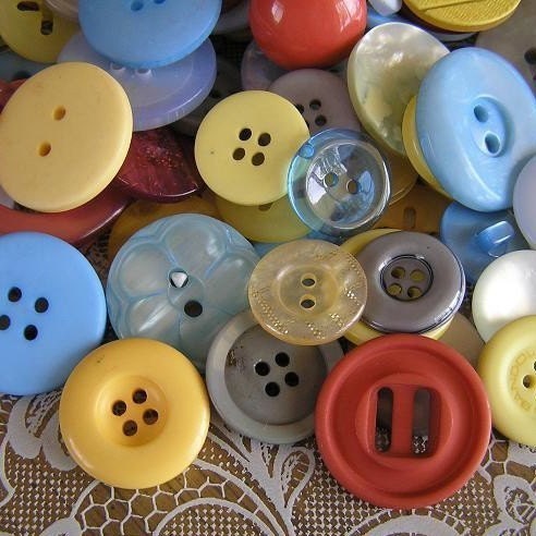 25 Men at Work Medium to Large sized Button Mix Buttons Yellow Red Blue Grey buttons