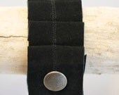 recycled black suede ruffle cuff