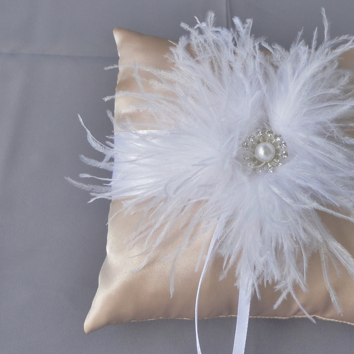 Wedding White And Champagne Ring Bearer Pillow More Colors Available