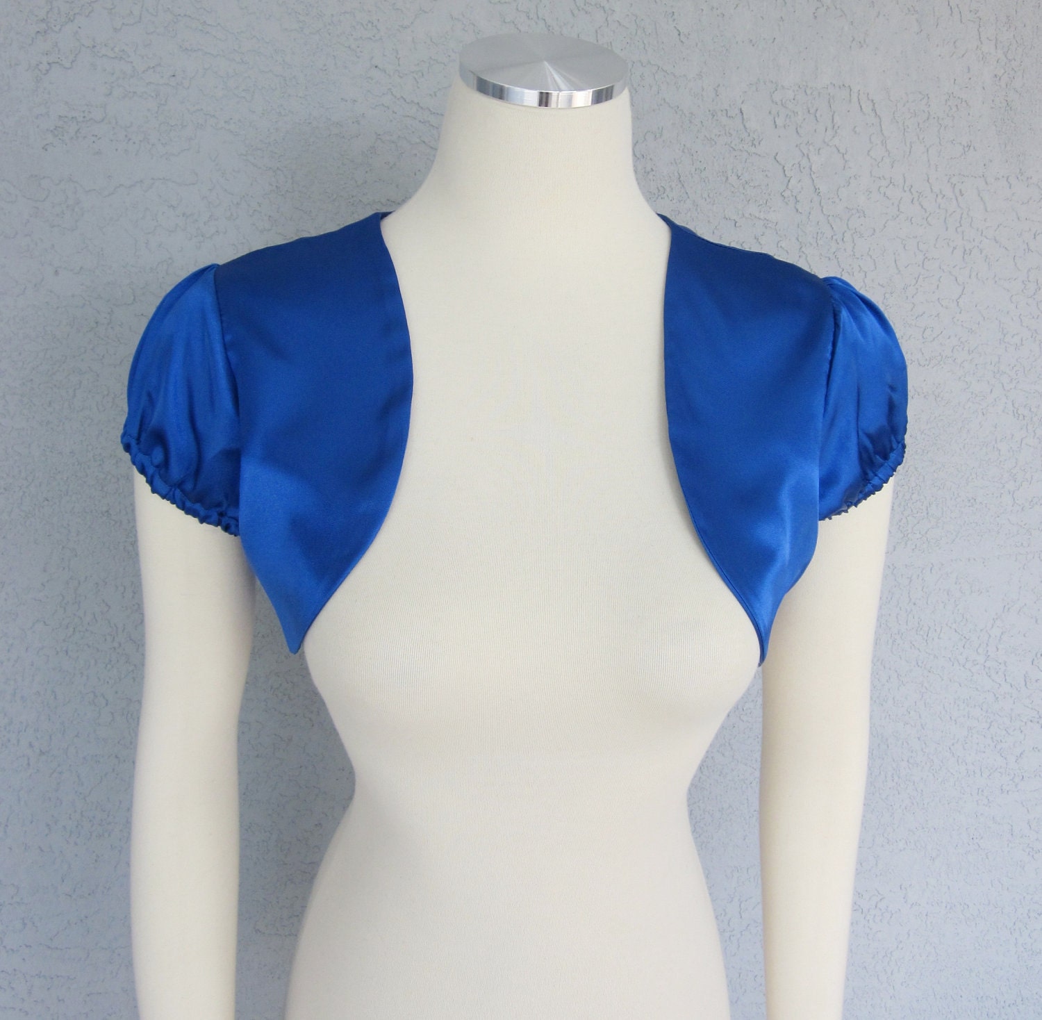 Royal Blue Satin Bolero Shrug Made to Order