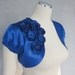 Royal Blue Satin Bolero Shrug With Flowers and Beads Made to Order