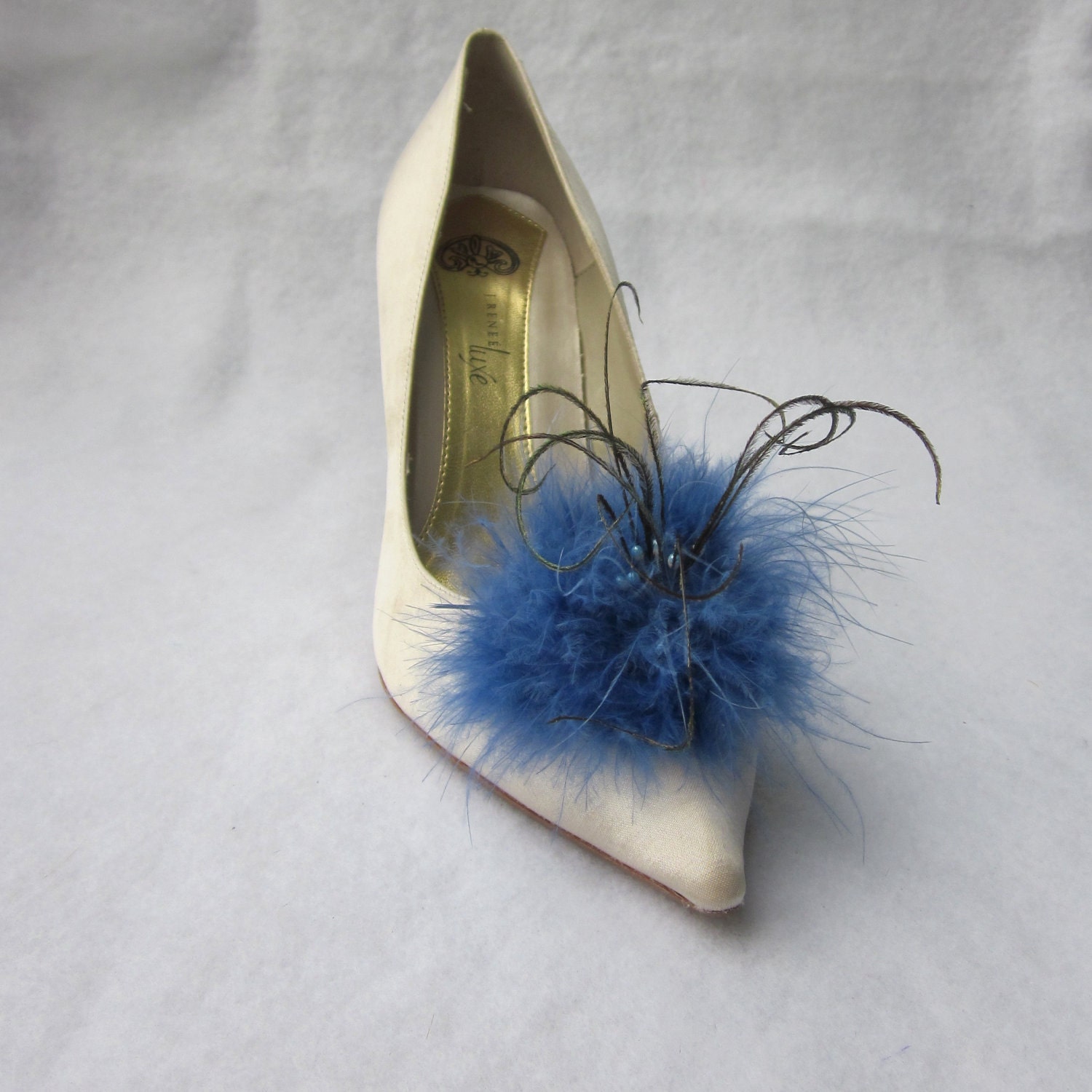 French Blue Feathered Shoe Clips  More Colors Available