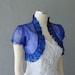 Wedding Bolero Shrug Indigo Organza Lace Trim Cap Sleeves All Sizes Available