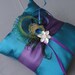 Wedding Teal And Purple Ring Bearer Pillow More Colors Available