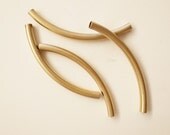 6 pieces of vintage cut raw brass long tube round shape curve bead cap 4x55 mm across