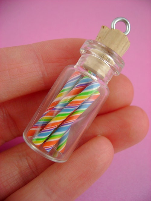 Tutti Frutti - Old Fashioned Candy Sticks - Nostalgic Rainbow Candy - Pendant / Necklace